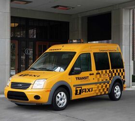 2011 Ford Transit Connect Taxi: The Transit Connect Taxi is built on a dedicated commercial vehicle platform, tested to Ford's toughest truck standards, offers a fuel-efficient 2.0-liter four-cylinder gas engine and is designed to meet the extreme demands of taxi service. (02/09/2010)