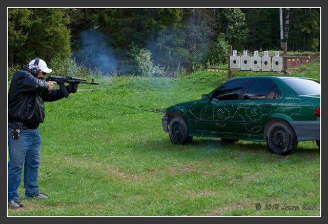Russian Marksman Make Automotive Art With Automatic Weapons