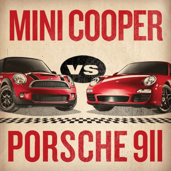 mini vs porsche race is a great publicity stunt that might just work