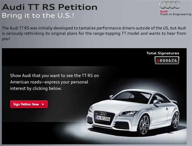 Audi TT RS Being Reconsidered for U.S.; Getting It Here is Up to You
