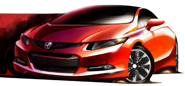 The Honda Civic Concept illustration represents the look of the Civic Concept, which is debuting at the 2011 North American International Auto Show (NAIAS) in January 2011.