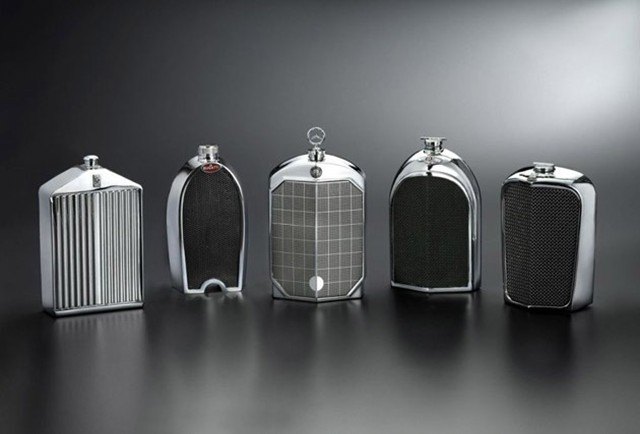 designer flasks styled after classic car grilles