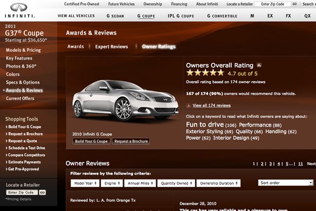 Consumer Distributor Autoguide Infiniti Now Lets Consumers View Ratings And Reviews by Owners at ...