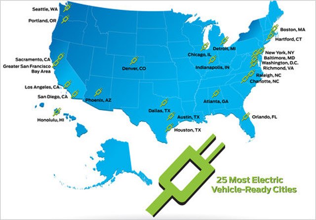 Ford Compiles List Of 25 Electric Vehicle Friendly Cities