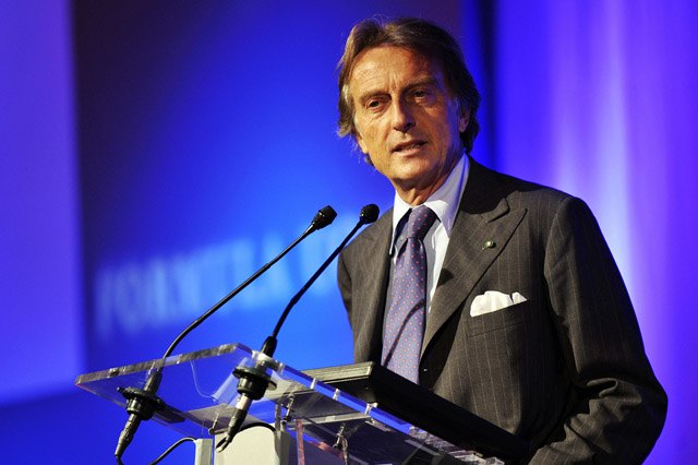 Il Presidente Luca Cordero di Montezemolo alla presentazione della Ferrari California ai Dealers presso la logistica GES
