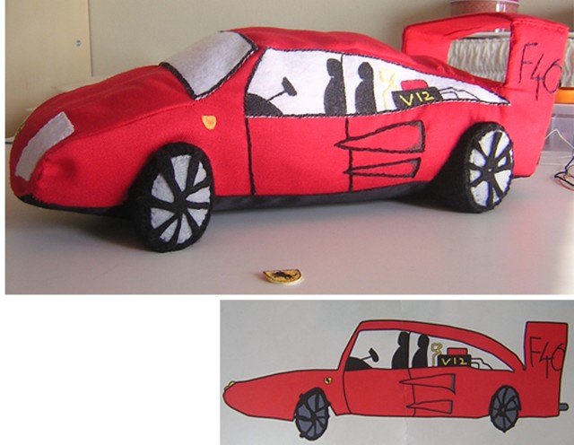 turn your kid s racing car drawings into plush toys