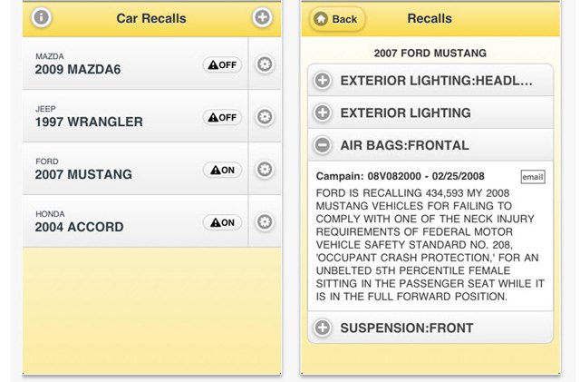 car recalls app is the first of its kind