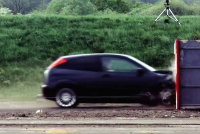 120 mph crash test obliterates a ford focus video