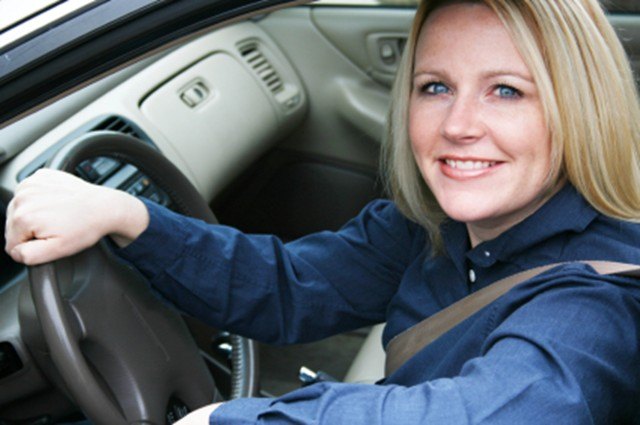 Woman commuting in traffic