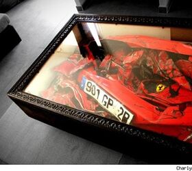 Wrecked Ferrari "Reclaimed" For Coffee Table