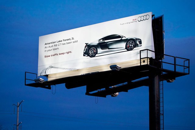 Audi R8 GT Billboard Warns Locals