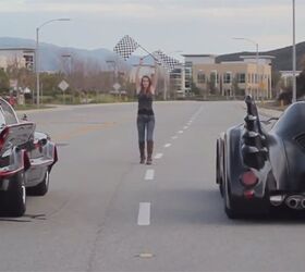 Batmobiles Go Drag Racing, Bikini Model Washes Them – Video