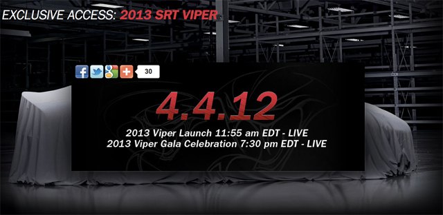 2013 SRT Viper Reveal to Broadcast Live Online