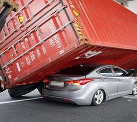 Hyundai Elantra Crushed by Shipping Container