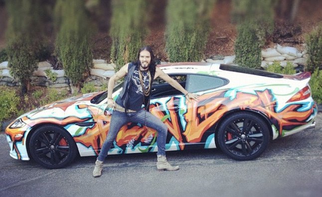 Russell Brand Spotted With Tagged Jaguar XKR-S