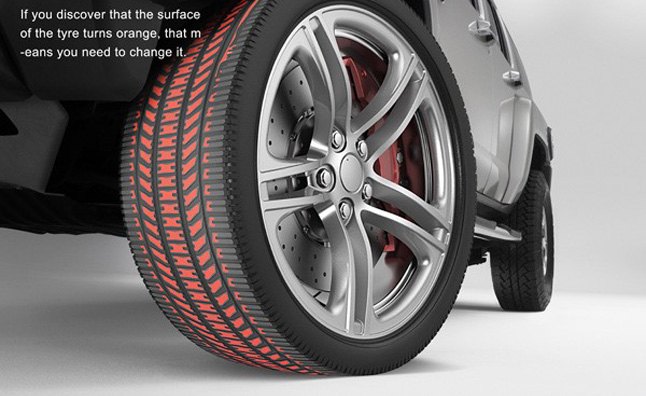 discolor tyre turns orange when tread is gone