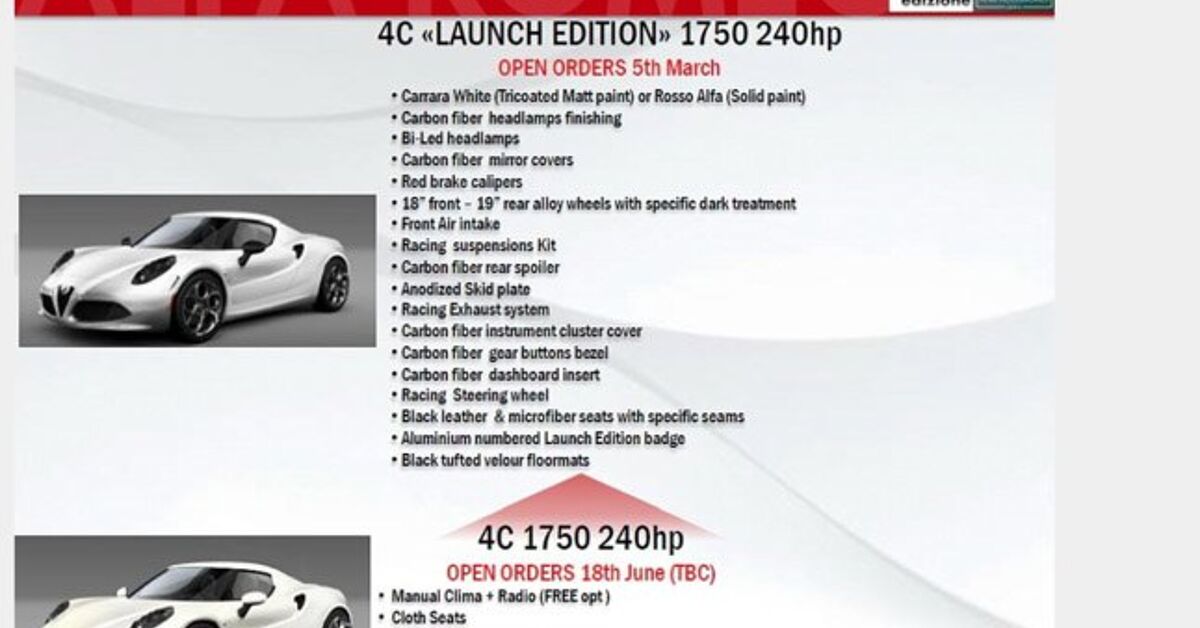 Alfa Romeo 4C Leaked Brochure Reveals New Details | AutoGuide.com