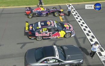 Infiniti Red Bull F1 Car Races Mercedes SL63, V8 Supercar at Australian GP Track