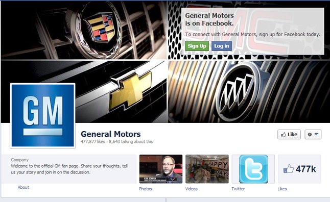 General Motors Advertising on Facebook Again