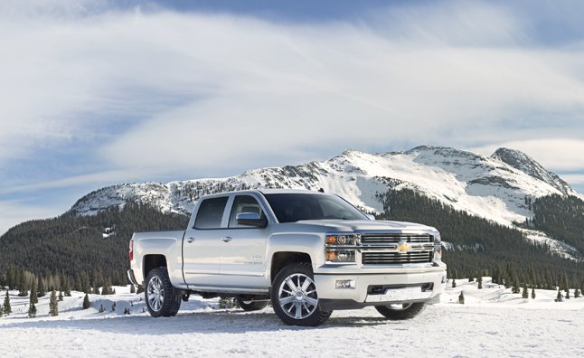 The 2014 Chevrolet Silverado High Country adds a new level of tough truck luxury to the lineup with a unique chrome grille with horizontal chrome bars, halogen projector headlamps and body-color front and rear bumpers. Unique 20-inch chrome wheels with P275/55R20 all-season tires are standard, as are chrome body side moldings, door handles and mirrors