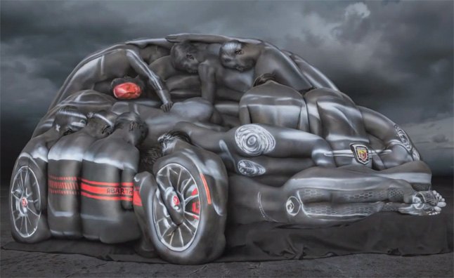 Fiat 500 Abarth Recreated With Women, Body Paint