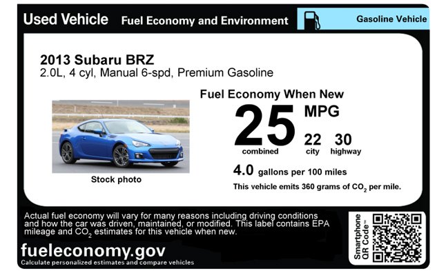 Used Car MPG Window Stickers Available From EPA | AutoGuide.com