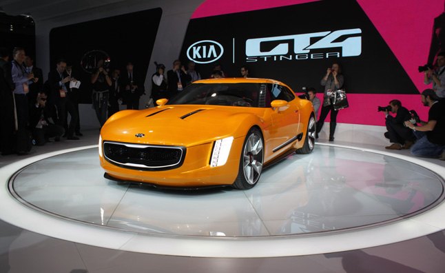 kia gt4 stinger concept rides on custom chassis into detroit