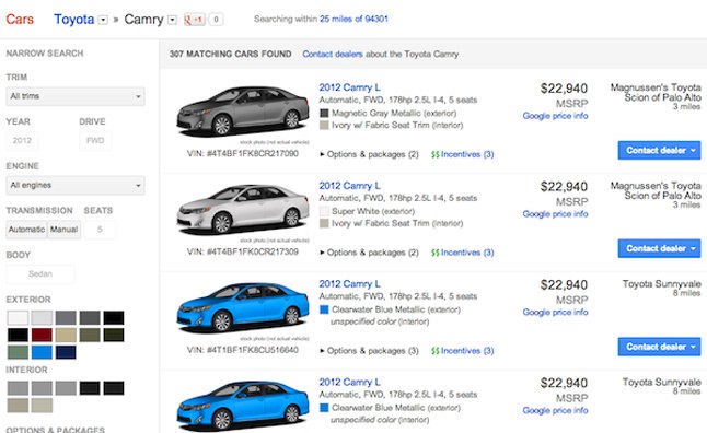 google shuts down its car shopping service