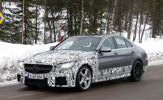 2015 mercedes c63 amg spied with new v8 engine