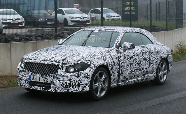 mercedes c class convertible spied with heavy camo