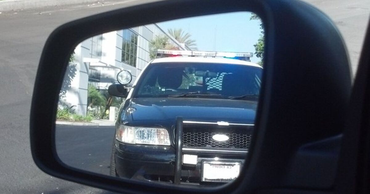 Car Being Pulled Over Rear View Getting Pulled Over Rear View Mirror