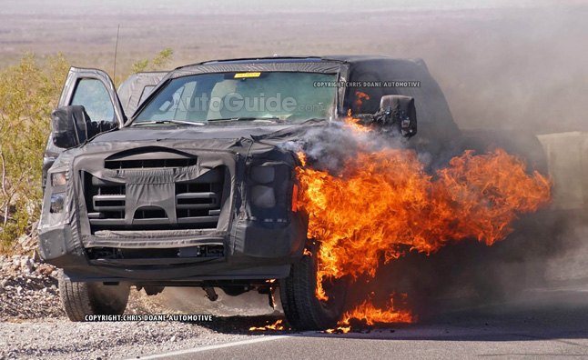 2016 ford super duty burns in spectacular fashion during testing