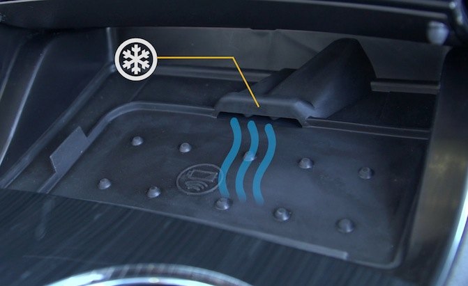 Engineers added a cold air vent to certain Chevrolets for the 2016 model year to help keep smart phones wirelessly charging in the car from overheating.  The industry-first feature will be available in 2016 Chevrolet Impala, Malibu, Volt and Cruze models equipped with wireless charging and Chevrolet MyLink. The Active Phone Cooling feature works when the car's heating, ventilation and cooling system is on.