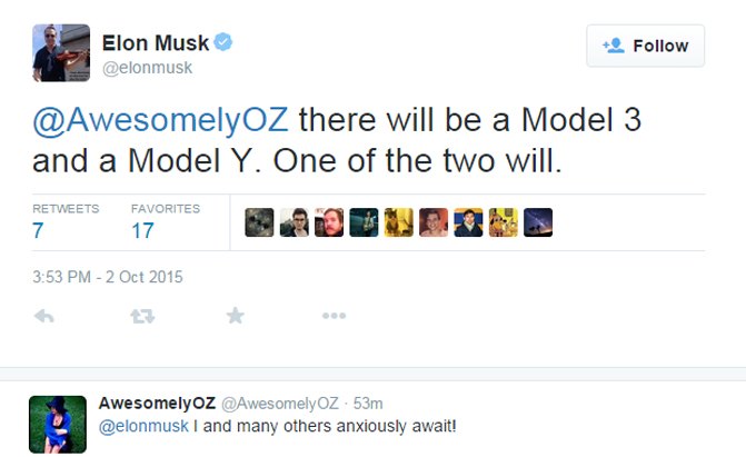 Elon Musk Deletes Tweet Hinting at Model Y With Falcon Doors