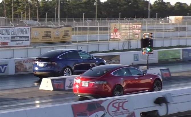 Couple Takes Tesla Model S and Model X Drag Racing