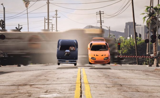 the fast and the furious drag race scene recreated in grand theft auto v