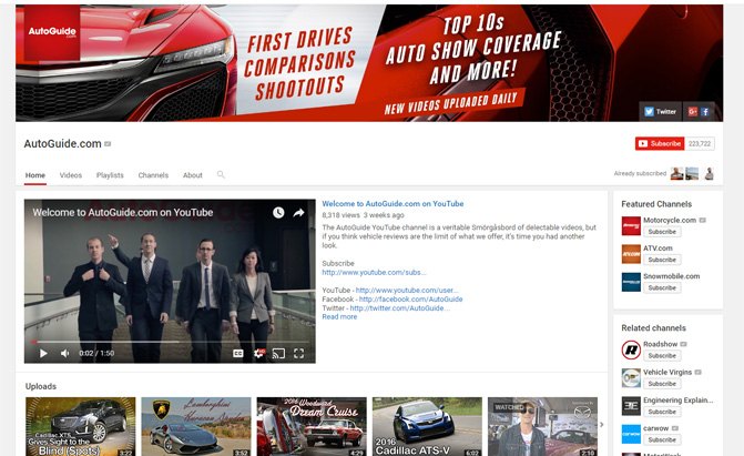 autoguide com s youtube channel breaks 100m views