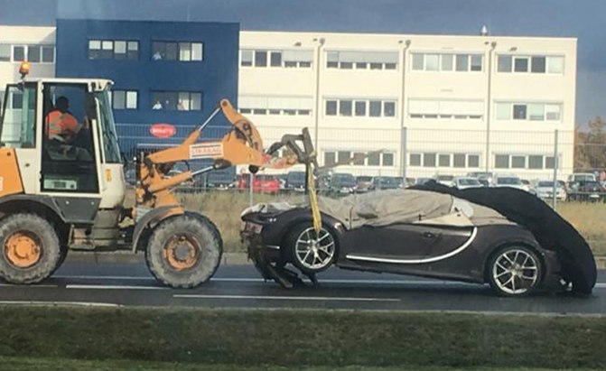 Someone Has a Terrible Day and Crashes a Bugatti Chiron Into a Ditch