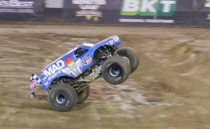 watch the first ever monster truck front flip