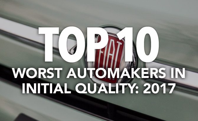 top 10 worst automakers in initial quality 2017