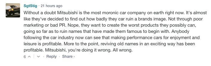 how people are reacting to the revived mitsubishi evo