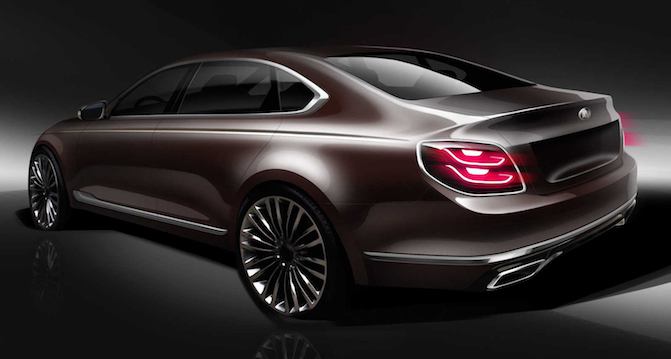 new kia k900 previewed in official design sketch