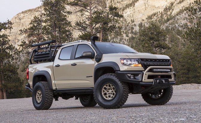 Colorado ZR2 AEV SEMA concept, created in collaboration with legendary off-road manufacturer American Expedition Vehicles features the 2.8L Duramax turbo-diesel engine and elevates the ZR2 for even greater adventures.