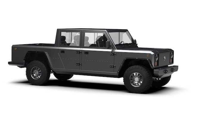 bollinger b2 is a fully electric pickup truck with 520 hp