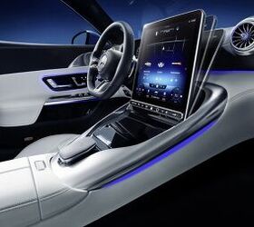 2022 Mercedes-AMG SL Interior Shows Off Hinged Touchscreen and Back Seats