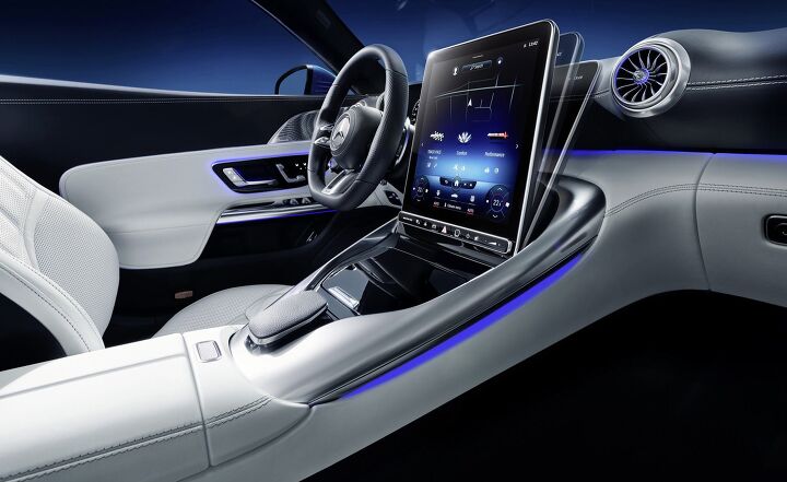 2022 Mercedes-AMG SL Interior Shows Off Hinged Touchscreen and Back Seats