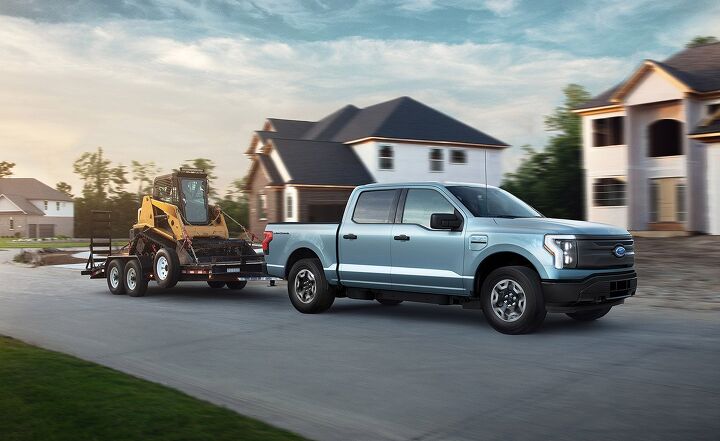 2022 Ford F-150 Lightning Pro. Pre-production model with available features shown. Available starting spring 2022. Max towing varies based on cargo, vehicle configuration, accessories and number of passengers.