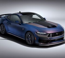 the 2024 ford mustang dark horse gets color shifting paint loads of blue interior