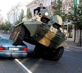 Eastern European Mayor Crushes Illegally-Parked Cars With A Tank [Video]