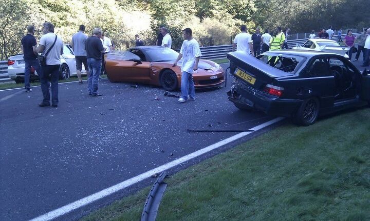 eight car pile up at the nurburgring